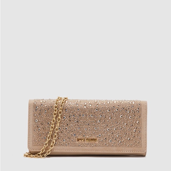 Steve Madden Handbags - Steve Madden Tan Embellished Clutch